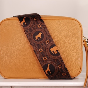 Animal Print extra langer Umhängetaschengurt in Geschenkbox, handgefertigt in Großbritannien