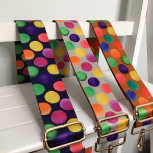 Polka Dot Bag strap, crossbody replacement Bag Strap, handmade in the UK