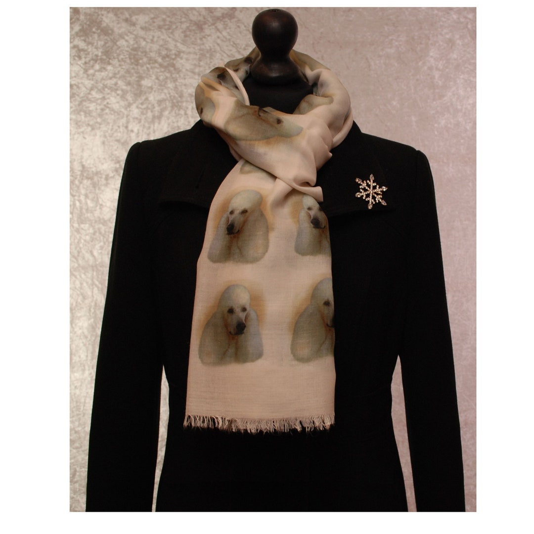 White Poodle Scarf With Dogs On Poodle Gifts for Women Premium Ladies ...