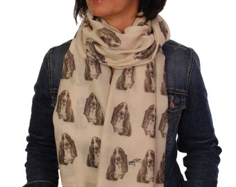Basset Hound Scarf - Unique Basset Hound Gifts for Women - Basset print scarf - scarf with Basset Hounds