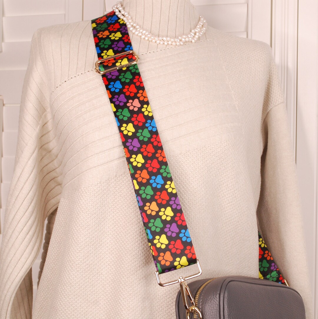 Paw Print Bag Strap, Crossbody Bag Strap, Colourful Bag Strap, Extra
