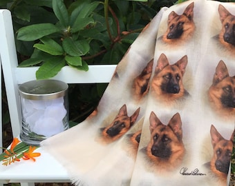 German Shepherd scarf with dogs on - GSD gifts for women - Ladies German Shepherd print scarf - German Shepherd owner gifts