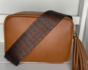 Correa para bolso con estampado de tweed, correa para bolso bandolera - Correas para el hombro para bolsos - Correas de repuesto para bolsos
