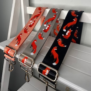 Fuchs Druck Taschengurt, Crossbody Taschengurt, extra langer Taschengurt, handgefertigt in Großbritannien