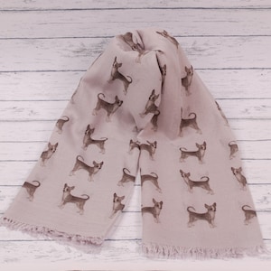Chihuahua scarf with dogs on - Chihuahua gift - Chihuahua print scarf - personalised scarf - Chihuahua owner gift - Chiwawa gift