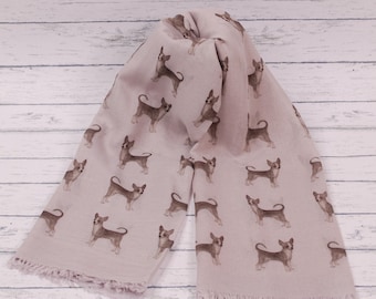 Chihuahua scarf with dogs on - Chihuahua gift - Chihuahua print scarf - personalised scarf - Chihuahua owner gift - Chiwawa gift