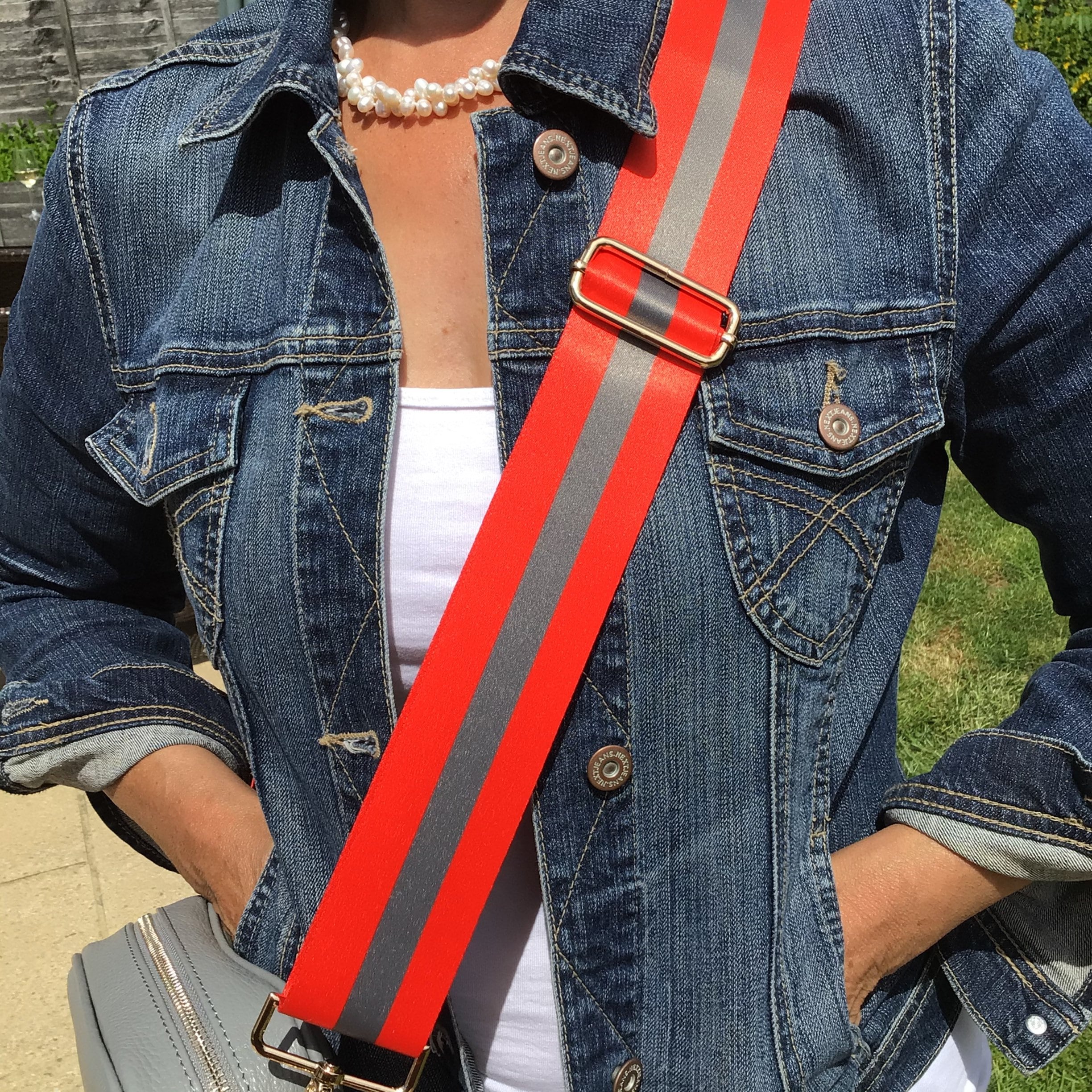 Crossbody Belt Webbing Strap in Red/Navy