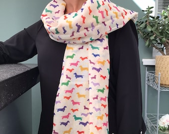 Dachshund scarf - personalised Dachshund gifts - Dachshund print scarf - Sausage dog scarf