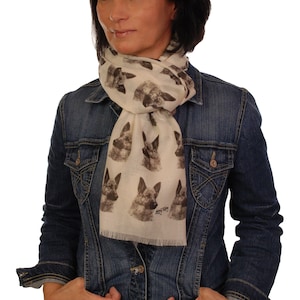 German Shepherd scarf - German Shepherd print scarf - GSD gifts - German Shepherd gifts - GSD Mom, GSD print, scarf in a box, scarf of a dog