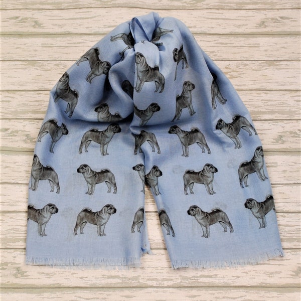 Shar Pei scarf with dogs on - Shar Pei owner gift - Shar Pei print scarf - Shar Pei gift - personalised scarf - ladies fashion scarf