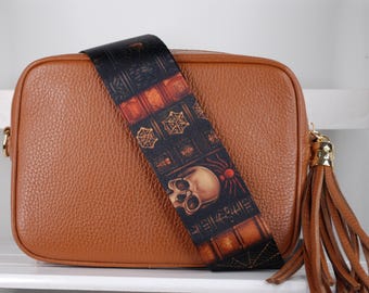 Spooky Bookshelf Crossbody Handmade Bag Strap in Gift Box | Replacement Halloween Gothic Bag Straps