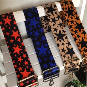 100% handgefertigte Taschengurte, Sterne, Crossbody Taschengurt, handgefertigt in Großbritannien