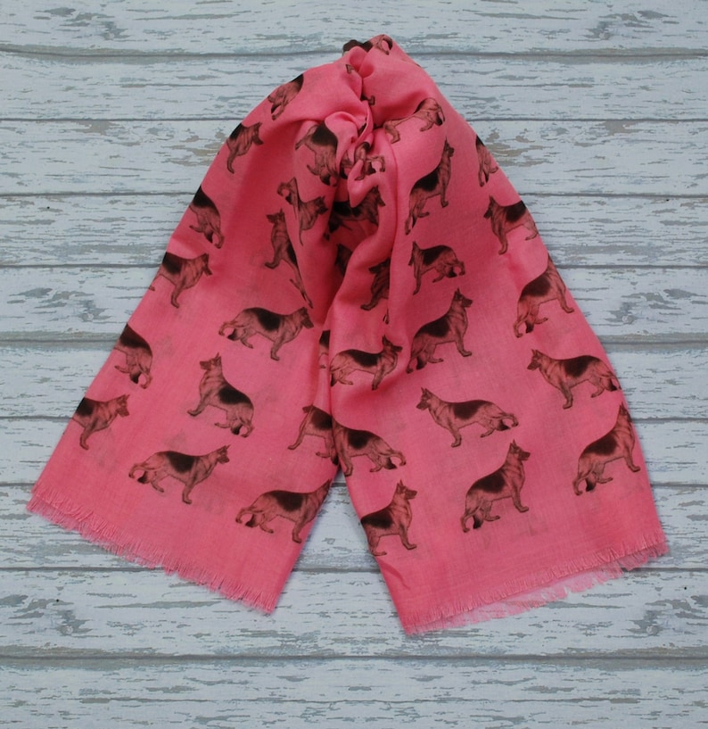 German Shepherd scarf with dogs on GSD scarf personalised scarf German Shepherd owner gifts German Shepherd print scarf image 3