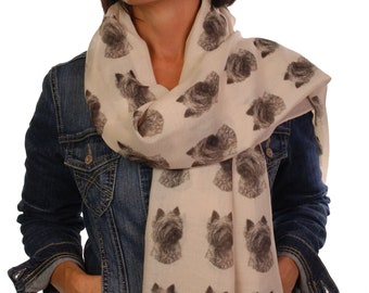 Cairn Terrier scarf with dog design, Cairn Terrier gifts, scarf in gift box, Cairn Terrier owner gifts, Cairn Terrier print scarf, Cairn mum