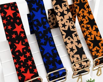 Star print bag straps,  Stars crossbody Bag Strap, Handmade in the UK