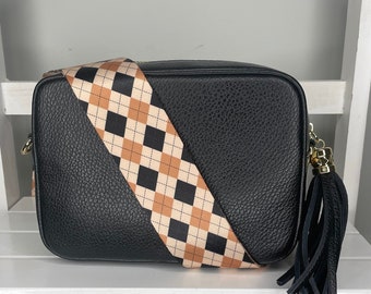 Correa para bolso con estampado de arlequín, correa para bolso con patrón de rombos, correa para bolso con diseño de rombos
