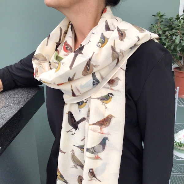 Bird scarf - Bird print scarf, Womens scarf, Ladies scarf, scarf in a box