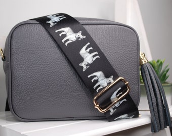 French Bulldog Bag strap, dog lover gift, Frenchie gift crossbody Bag Strap, Shoulder bag Strap, Replacement Bag Strap, guitar strap purse