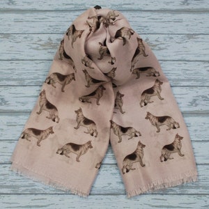 German Shepherd scarf with dogs on GSD scarf personalised scarf German Shepherd owner gifts German Shepherd print scarf image 1