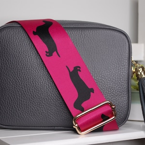 Dachshund Crossbody Boho Bag - Pink Dachshund Crossbody Boho Bag - Pink