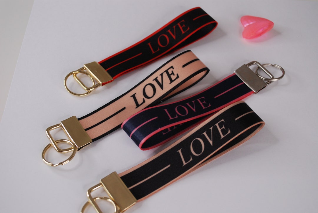 Love Handmade Keyring, Wrist Strap for Keys, Wristlet, Fabric Keyring ...