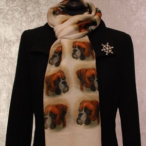 Boxer Dog scarf with dogs on, Boxer dog gifts for women, Boxer Dog print scarf, Boxer dog owner gifts, dog scarf in a gift box, scarf of dog image 3