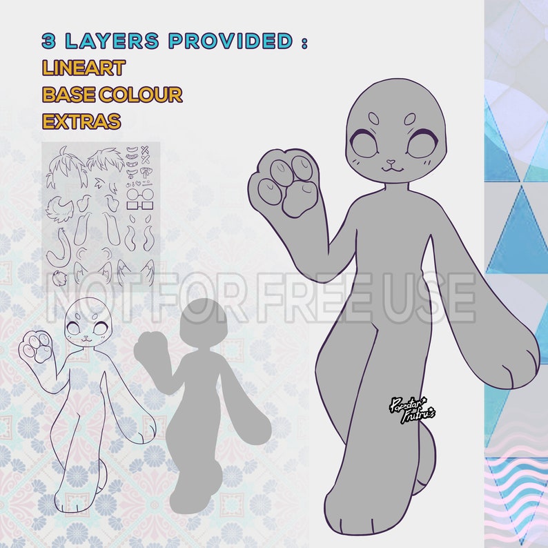 Furry Chibi BASE Cute Anthro Fursona Character Creator P2U Etsy