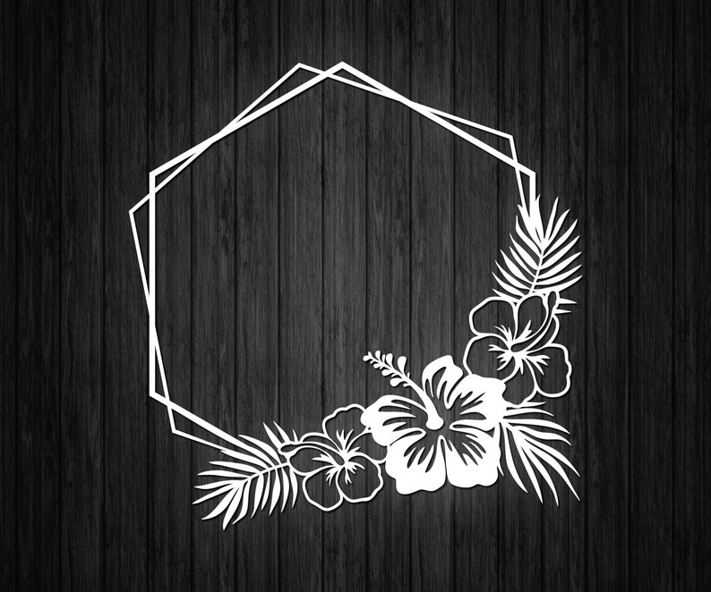 Download Hexagon frame svg Tropical frame svg Hibiscus svg Flower ...