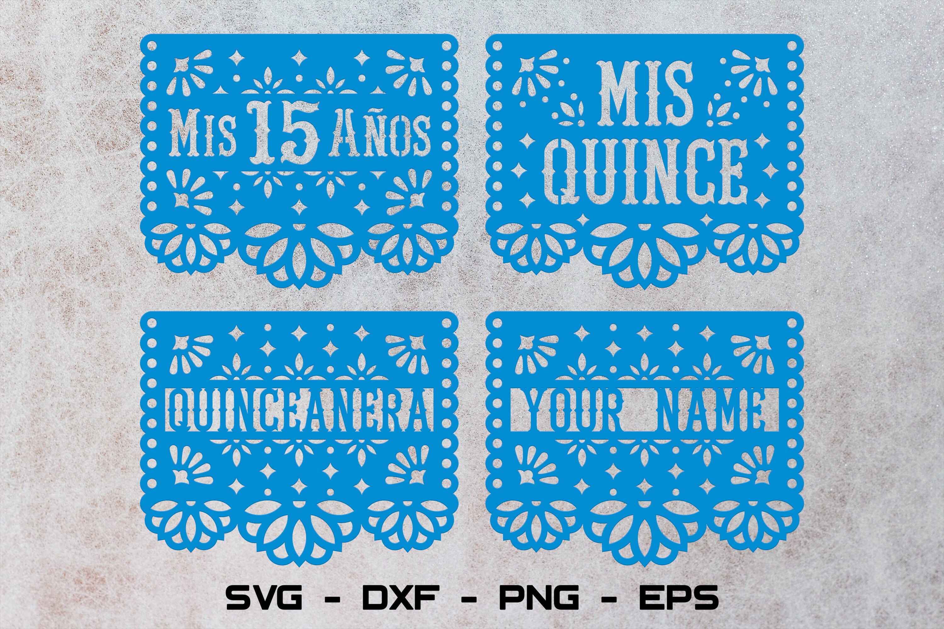 DIY Papel picado SVG Quinceanera banner svg Mis quince svg