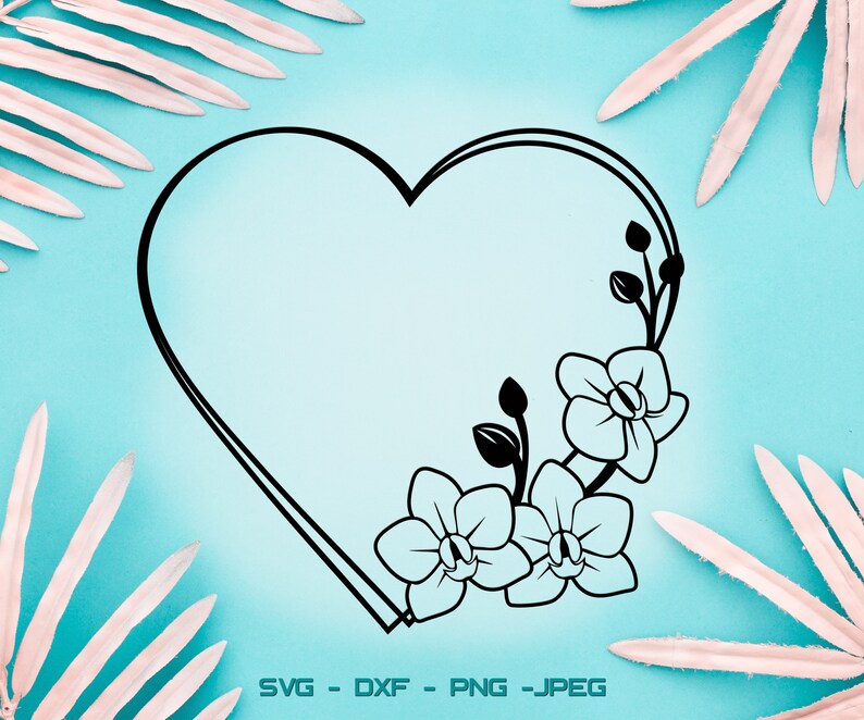 Download Orchid frame svg Heart frame svg Floral frame svg Monogram | Etsy