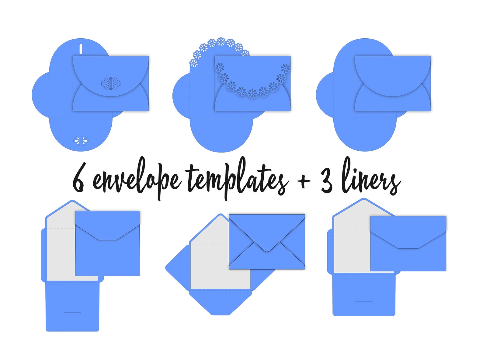 6 SVG envelope templates for invitation 5x7 Envelope liner Etsy