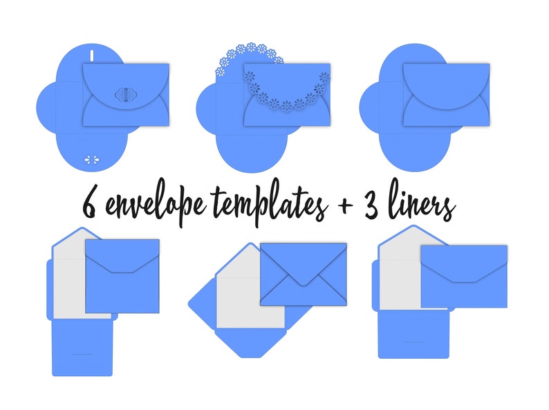 6 SVG envelope templates for invitation 5x7 Envelope liner Etsy