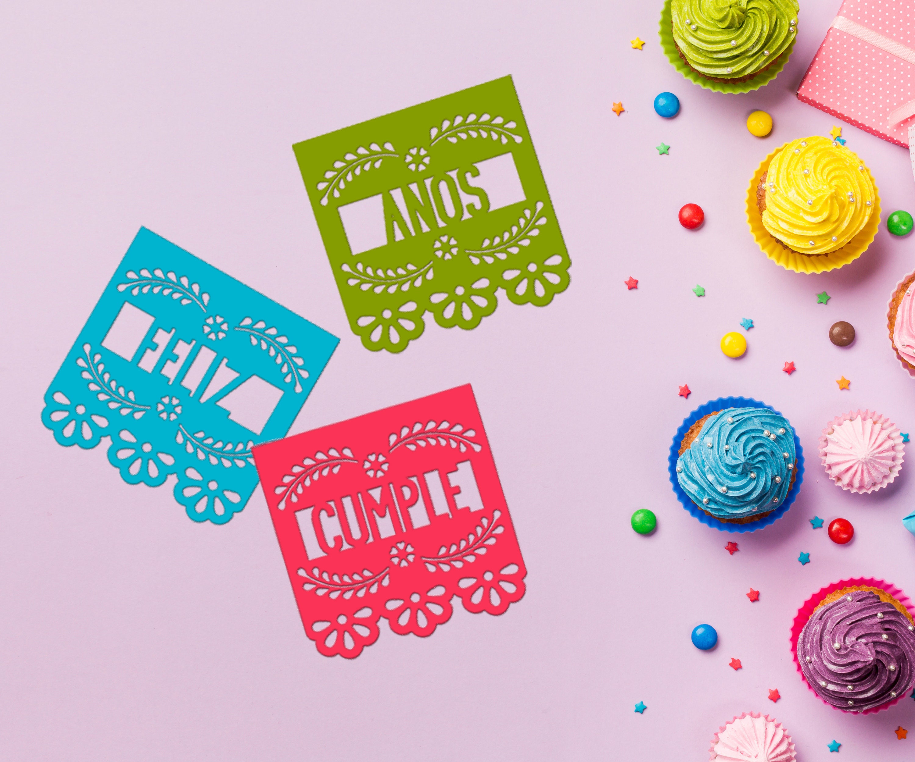 Mini Papel Picado Banner Svg Feliz Cumpleanos Banner Papel Etsy