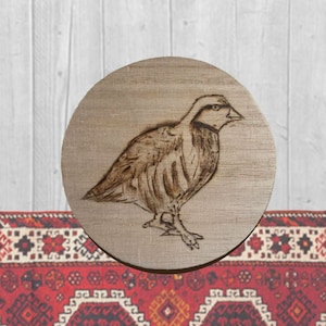 Kurdish Coaster Handmade - Kew (Partridge) - Handmade Pyrography Coaster