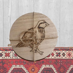 Kurdish Coaster Handmade - Kew (Partridge) Coasters Set X4 pyrography
