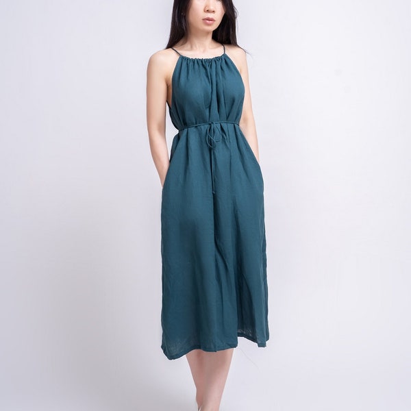 Robe en lin LA VY CHIC, robe débardeur en lin, robe décontractée, robe d’été en lin, linen summer dress, robe femme en lin, robe sans manche