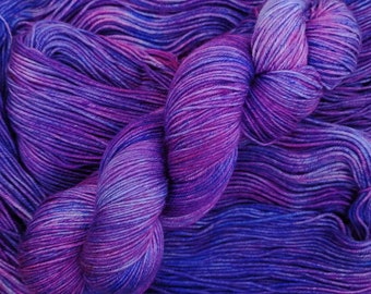 Wild Berries -Hand dyed deluxe sw extrafine merino 4 ply yarn, 100g skein.