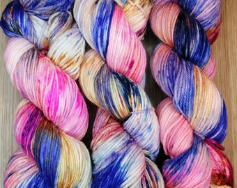 Randoms - Hand dyed DK yarn, 100g Superwash Polwarth wool, 75g merino, 25g Lincoln 225m Approx