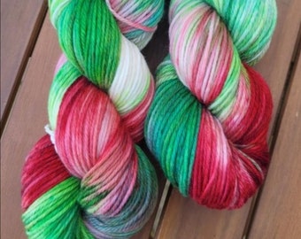 Cheer Up Dude, It's Christmas! - Hand dyed luxury superwash extrafine  ( 19.5 micron) 100% merino dk yarn, 100g skein, 200m approx