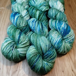 The Enchanted River Hand dyed Silver sparkle sock yarn, 100g skein, 400m approx image 1