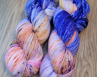 Morning After The Storm - Hand Dyed Deluxe Sock Yarn , 85/15 superwash extrafine merino/nylon , 100g skein, 400m Approx