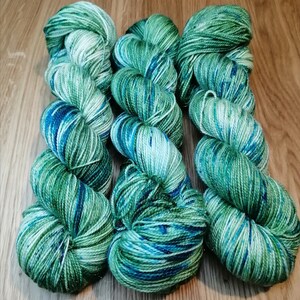 The Enchanted River Hand dyed Silver sparkle sock yarn, 100g skein, 400m approx image 2