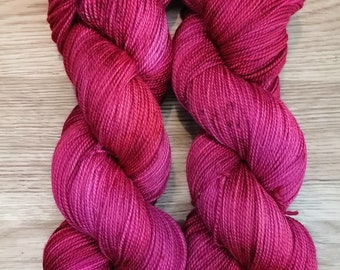 A Study In Scarlet -Hand Dyed Luxury High Twist Sock Yarn , 100g Skein, 85g Superwash Extrafine Merino / 15g nylon, 360m approx