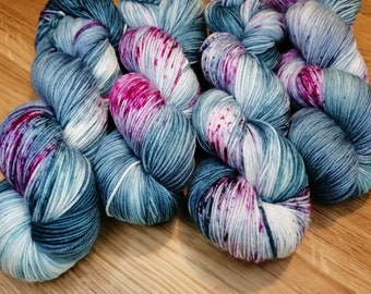 Storm In A Teacup - Hand dyed deluxe superwash extrafine merino 4 ply yarn, 100g skein, 400m approx