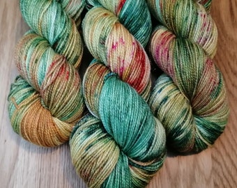 Folklore - Hand dyed Silver sparkle sock yarn, 100g skein, 400m approx