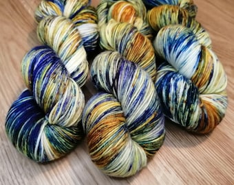 Celestial Journey -Hand dyed deluxe superwash extrafine merino 4 ply yarn, 100g skein, 400m approx