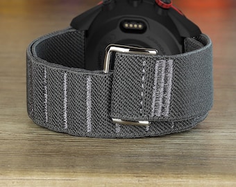 NYLON LOOP BAND compatible with Garmin Instinct Forerunner Venu Fenix Approach 18mm 20mm 22mm 25mm Elastic Trail Hook and Loop Strap Band