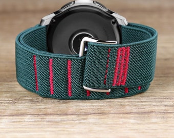 Green Nylon Fabric Smart Watch Band Sport Loop Belt Strap Canvas Armband for new 2020 Samsung Galaxy 3 41mm 45mm 2019 Active 2 Smartwatch
