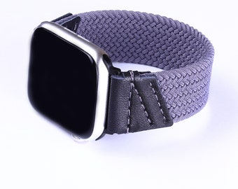BRAIDED Solo Loop BAND compatible with Apple Watch 38 40 41 42 44 45mm 49mm Fitbit Pixel Samsung ELASTIC & Leather Designer Sport Strap