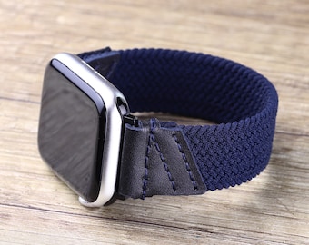 BRAIDED SOLO LOOP Band Compatible with Apple 9 8 7 6 5 Fitbit Google Pixel Samsung Garmin xl xxl Xlarge Knitted Leather Elastic Nylon Strap